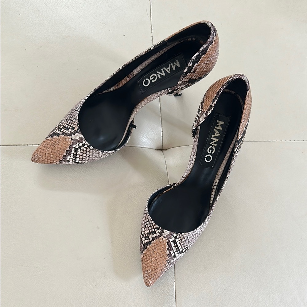 Mango Women's Snakeskin Pattern Heels